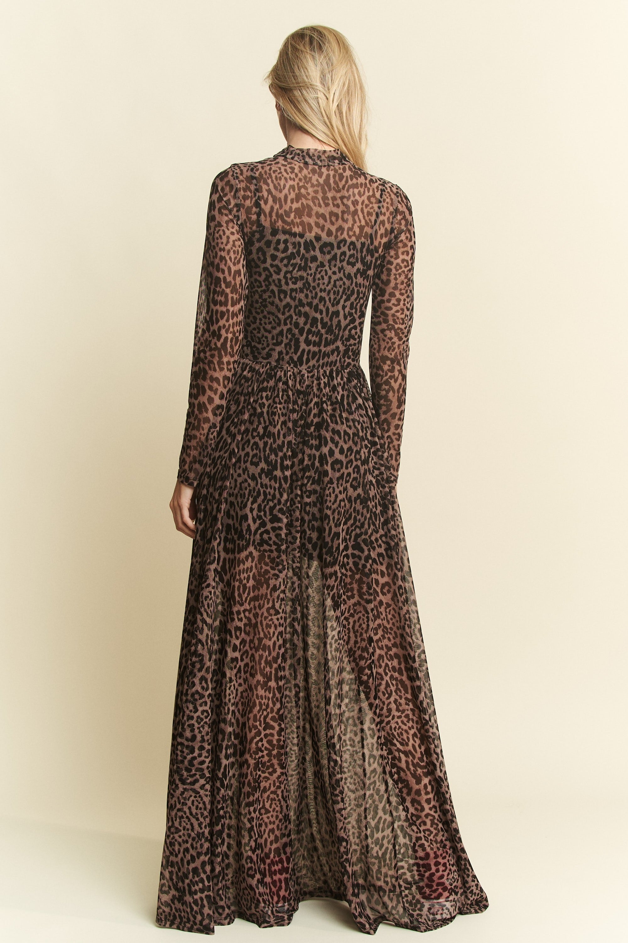 chinese dress ladies Leopard Print Mesh Tube Bodycon Maxi Dress main image 1